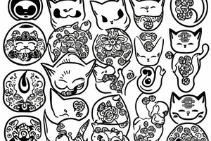 minimalistic line drawing of a maneki-neko tattoo idea