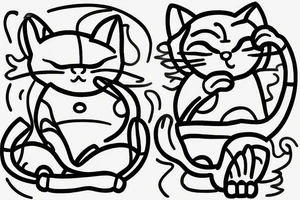 minimalistic single line drawing of a maneki-neko outline tattoo idea