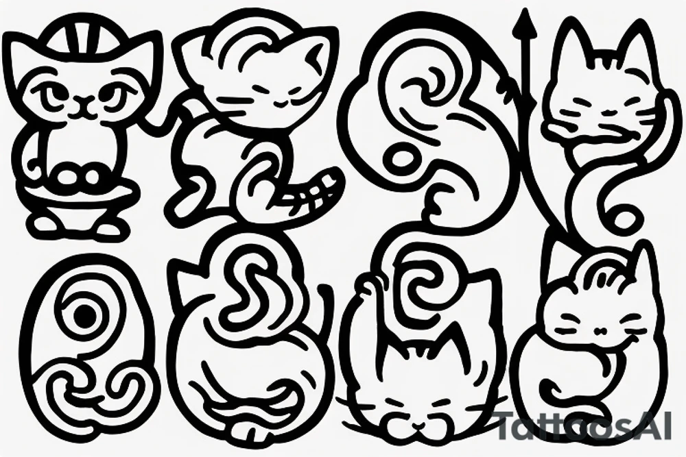 simple one-line drawing of a maneki-neko silhouette tattoo idea
