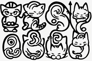 simple one-line drawing of a maneki-neko silhouette tattoo idea