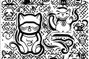 simple one-line drawing of a maneki-neko silhouette tattoo idea
