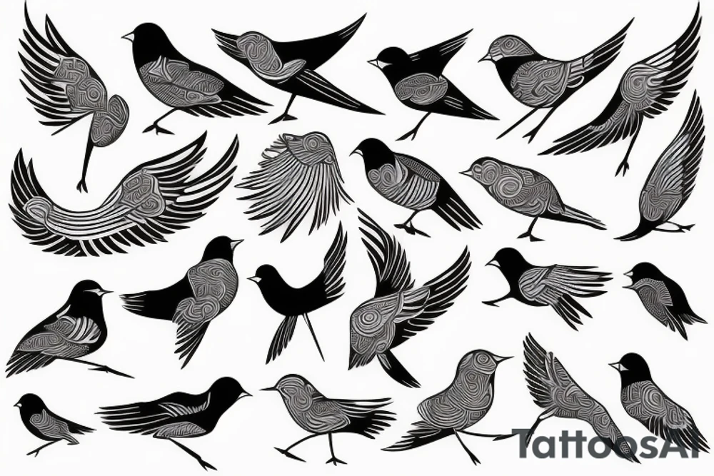 Millions of birds arising in flight for freedom tattoo idea