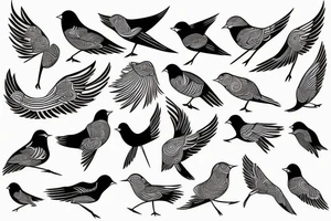 Millions of birds arising in flight for freedom tattoo idea