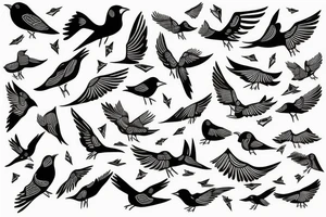 Millions of birds arising in flight for freedom tattoo idea