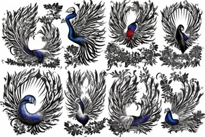 Phoenix and peacock arising in flight for freedom tattoo idea