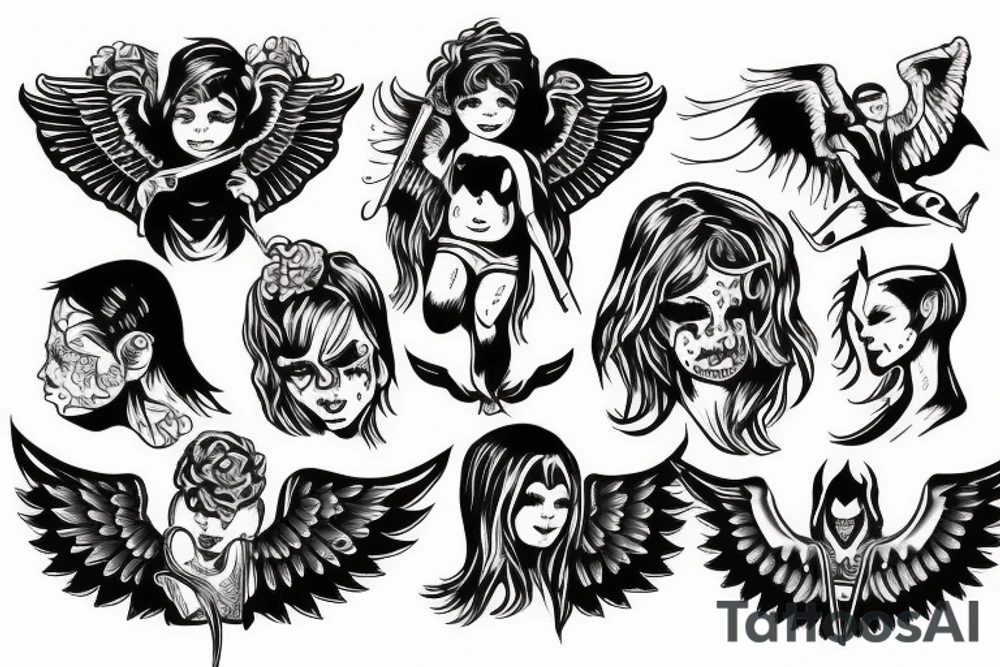 An angel killing a demon tattoo idea