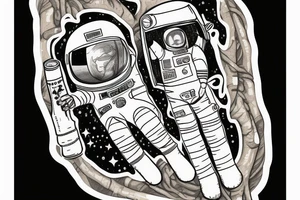 Kangaroo in an astronaut outfit smoking a cigar tattoo idea