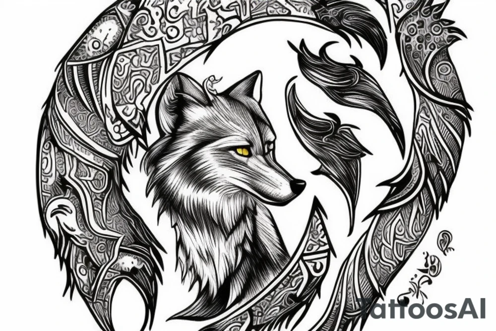 Wolf, warrior, Pisces, time tattoo idea