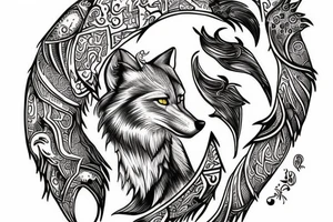Wolf, warrior, Pisces, time tattoo idea