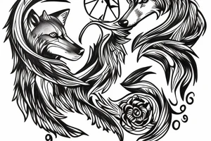 Wolf, Pisces, time tattoo idea