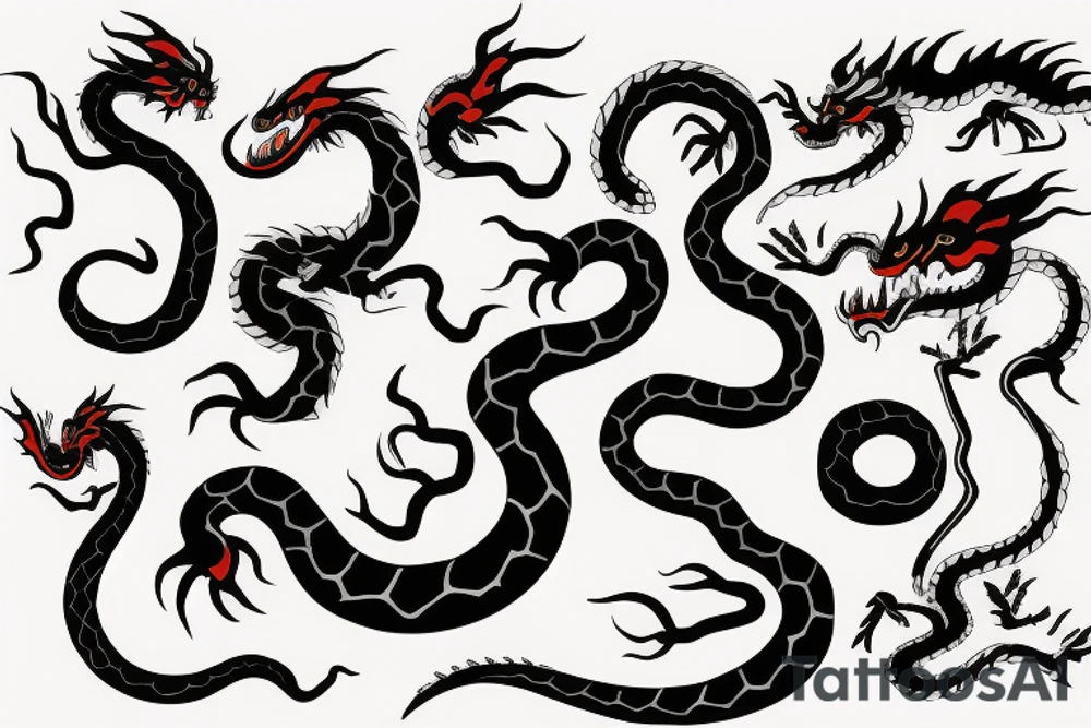 Snake and dragon tattoo idea