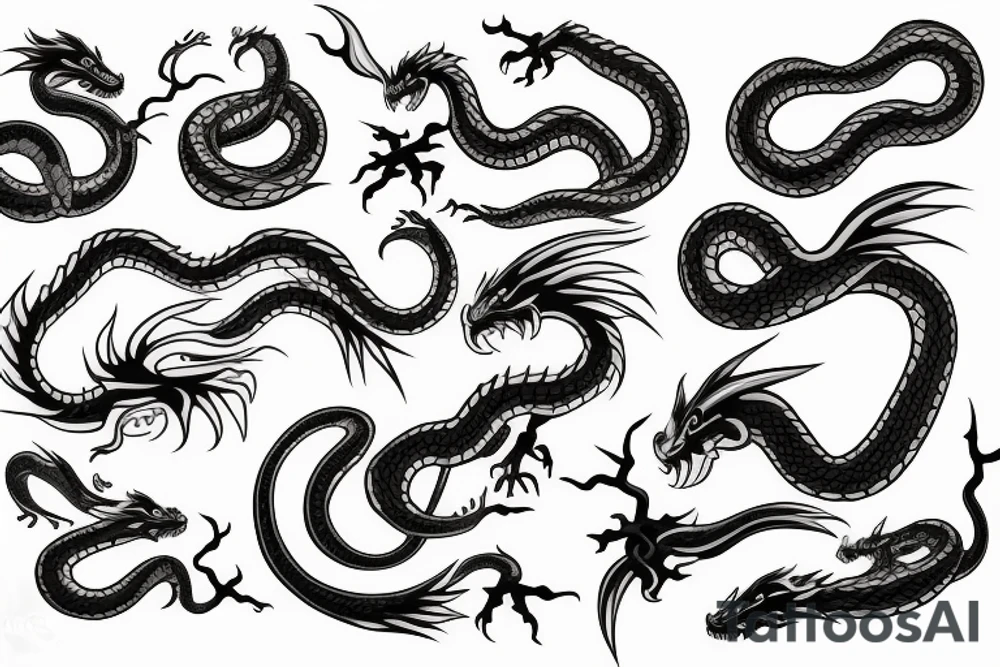 Snake and dragon tattoo idea
