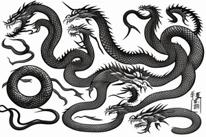 Snake and dragon separate tattoo idea