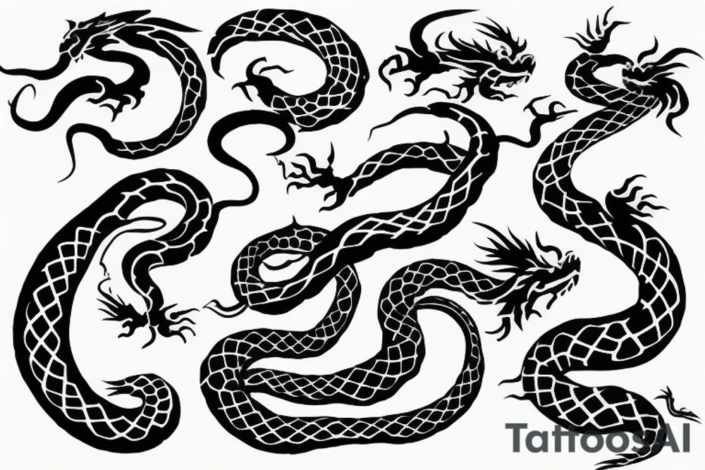 Snake and dragon separate tattoo idea