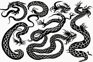 Snake and dragon separate tattoo idea