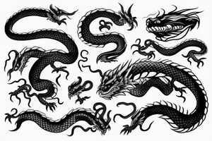 Snake and dragon separate tattoo idea