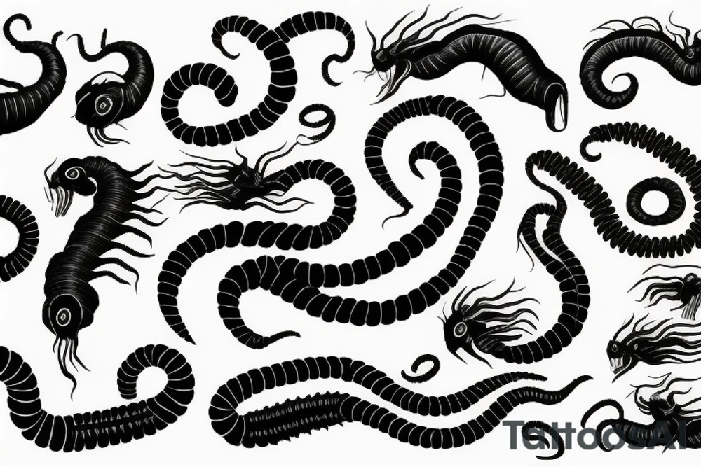 black centipede tattoo idea