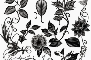 march may november december birth flowers on vines tattoo idea