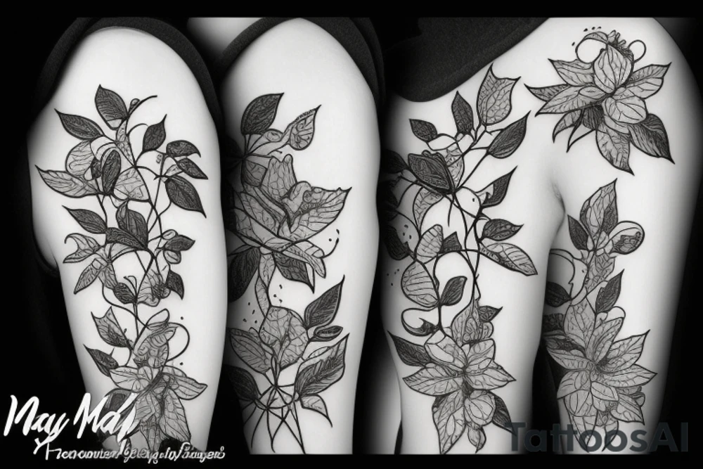 march may november december birth flowers on vines tattoo idea