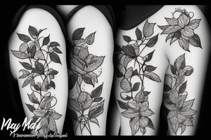 march may november december birth flowers on vines tattoo idea