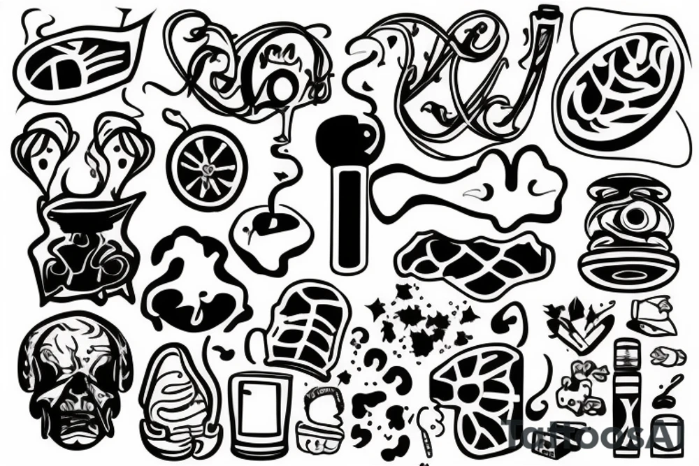 Lungs smoking and coughing tattoo idea