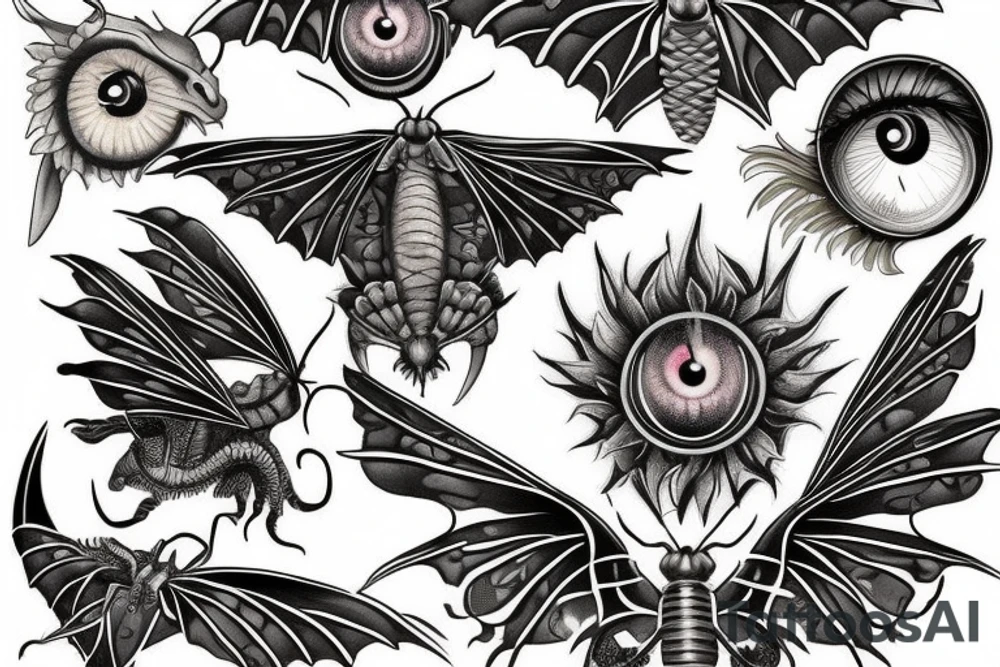 Moth with dragon eyes tattoo idea