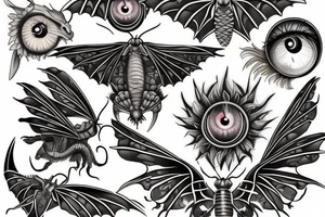 Moth with dragon eyes tattoo idea