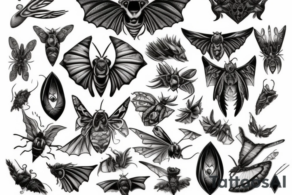 Moth with dragon eyes tattoo idea