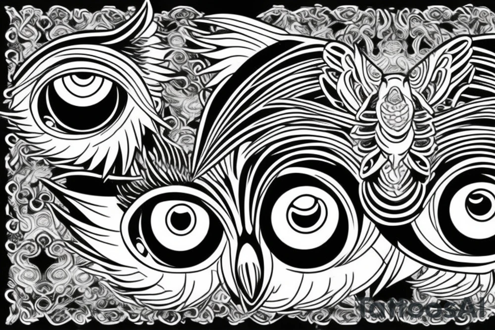 Owl dragon eyes wings tattoo idea