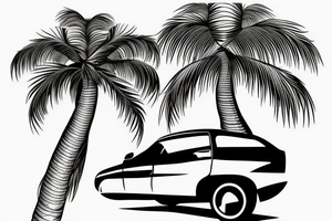 palm tree with car i speed parts tied into it tattoo idea