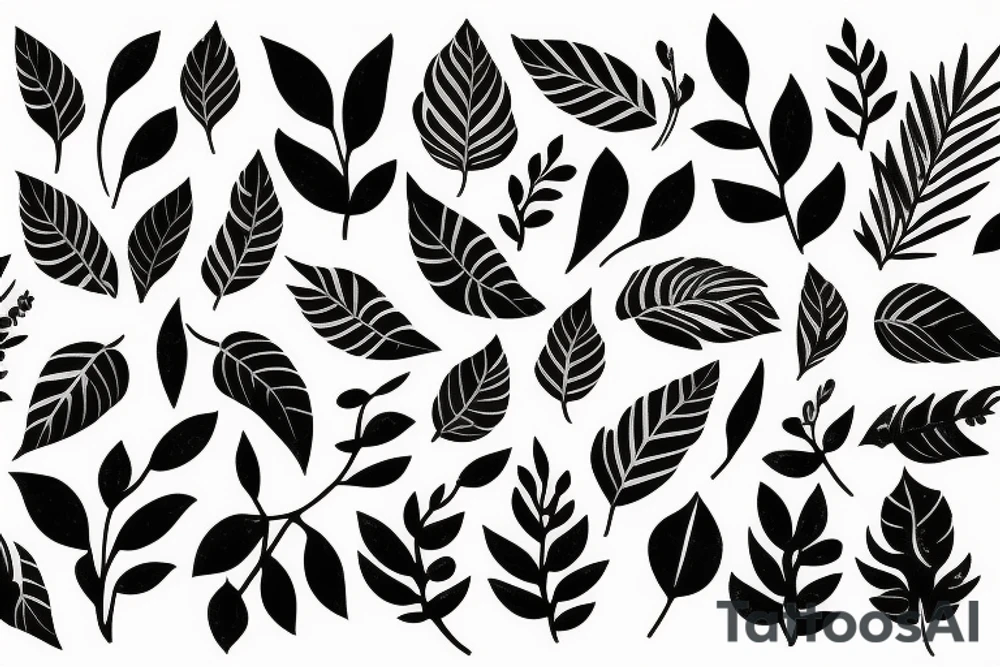 Neon jungle leaves flowers mysterious mystical dimension tattoo idea