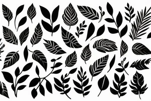 Neon jungle leaves flowers mysterious mystical dimension tattoo idea