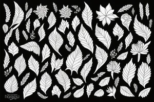 Neon jungle leaves flowers mysterious mystical dimension tattoo idea