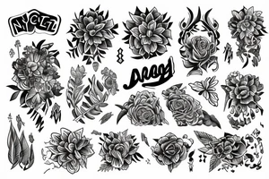 Neon jungle flowers mysterious mystical dimension tattoo idea