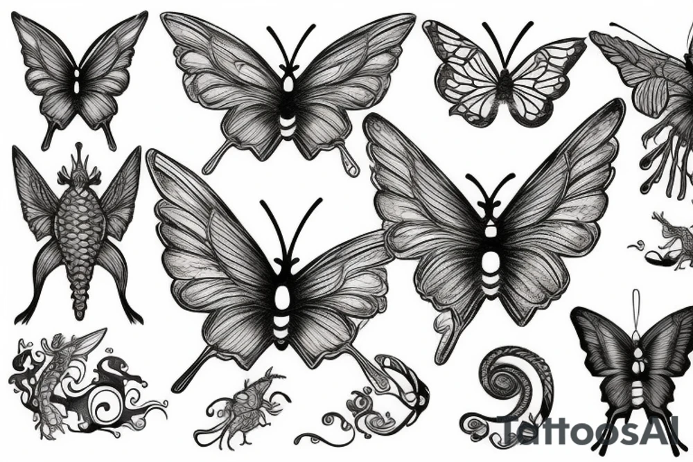 Dragon with butterfly tattoo idea