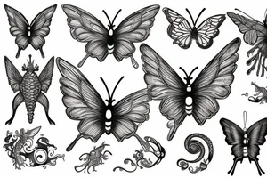 Dragon with butterfly tattoo idea