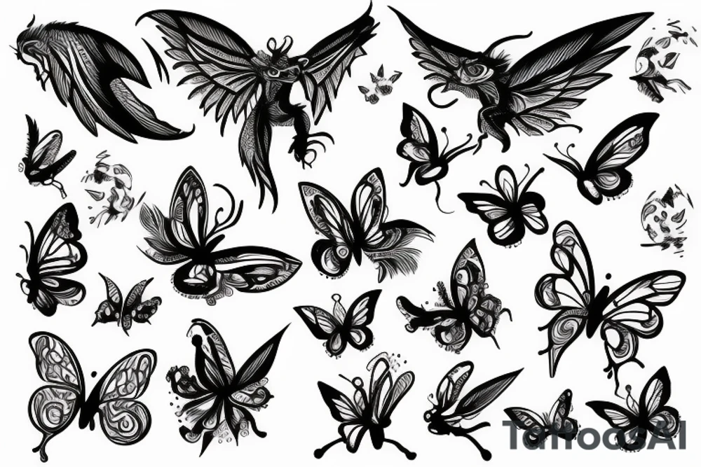 Dragon with butterfly tattoo idea