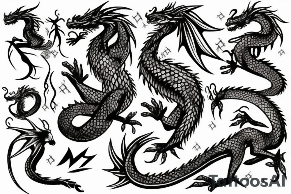 Dragon with fairy tattoo idea