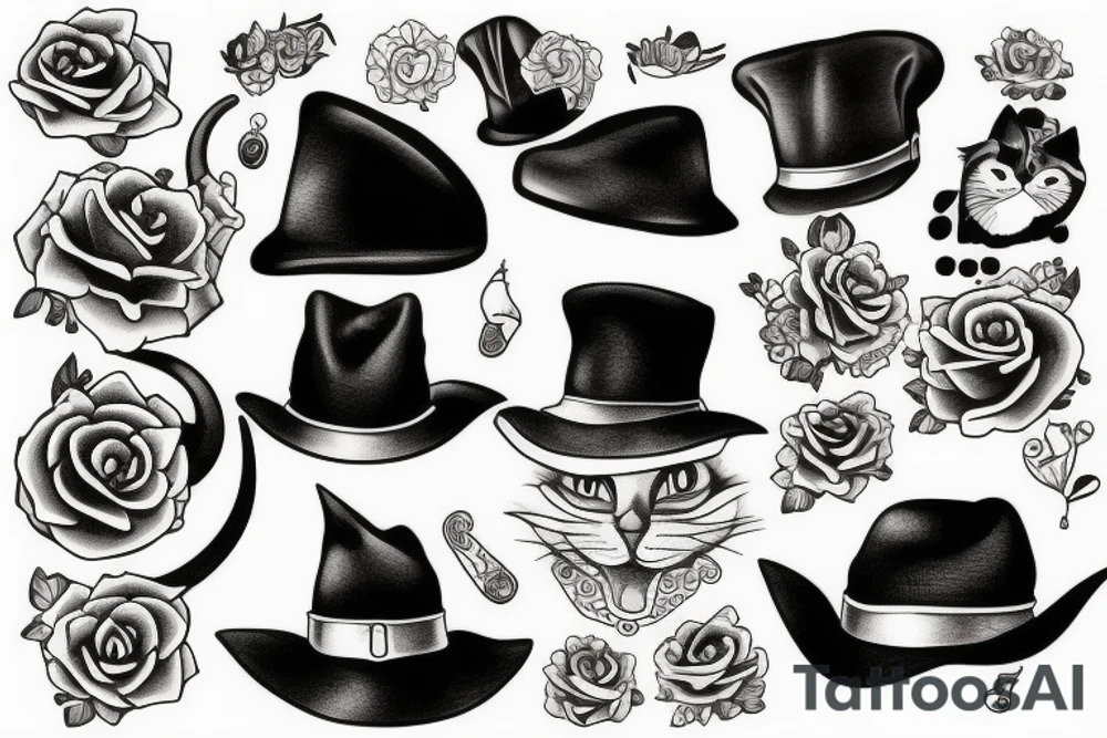 Cat with hat tattoo idea
