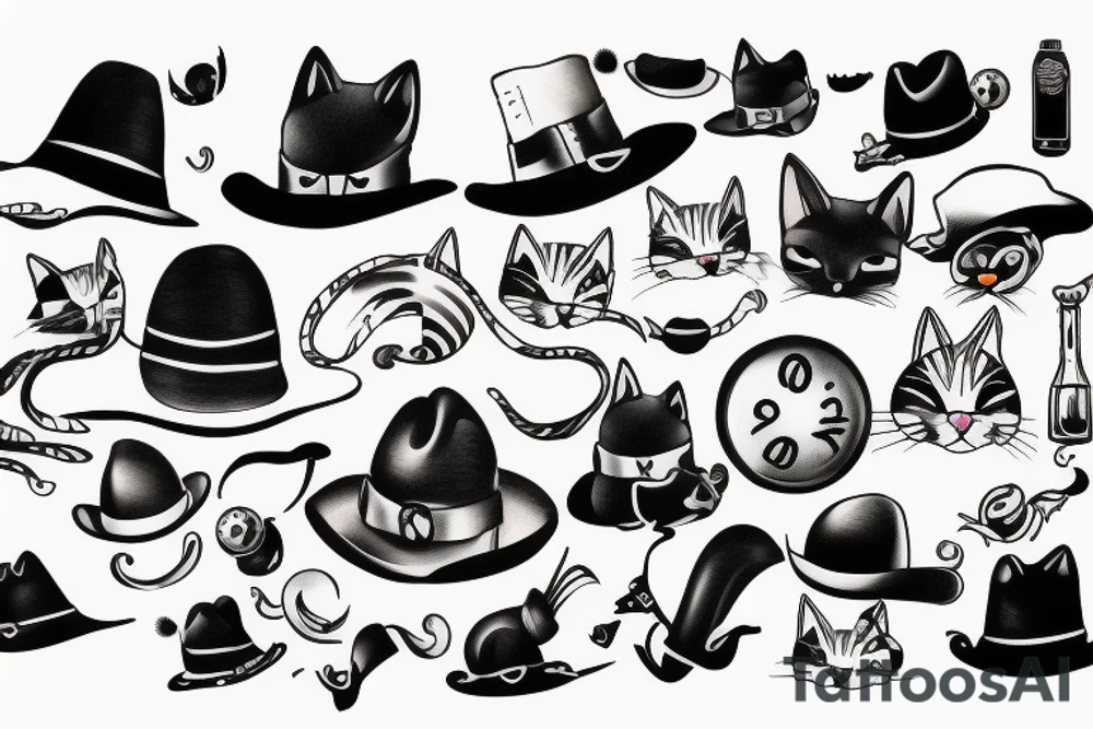 Cat with hat tattoo idea