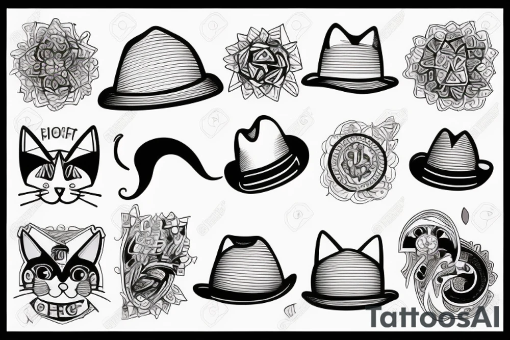 Cat with hat tattoo idea