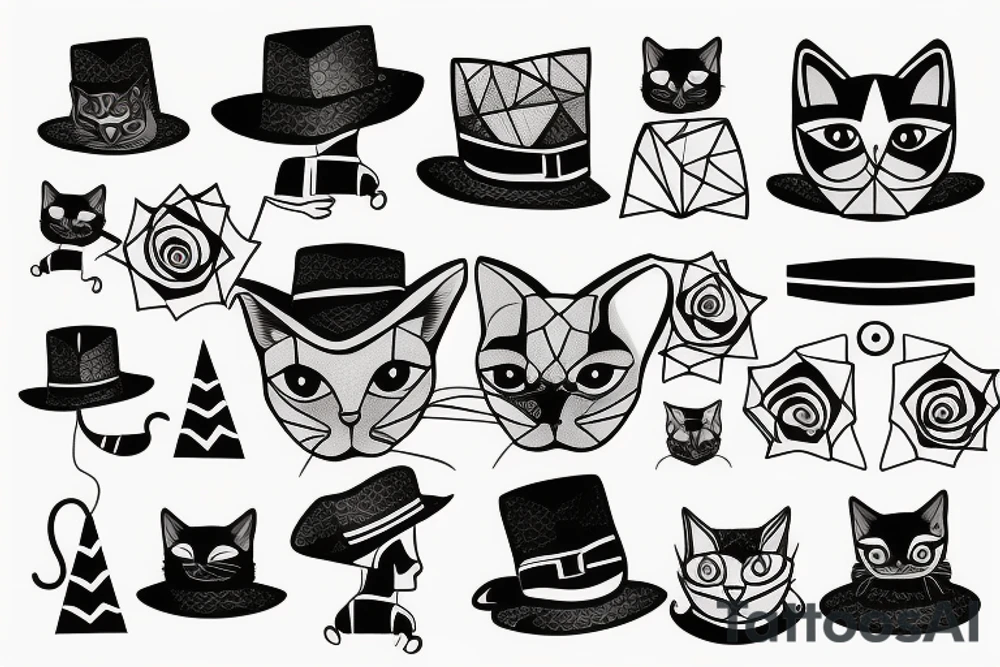 Cat wearing hat tattoo idea