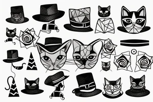 Cat wearing hat tattoo idea