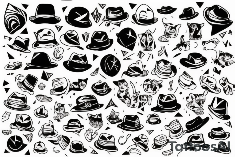 Cat wearing hat tattoo idea