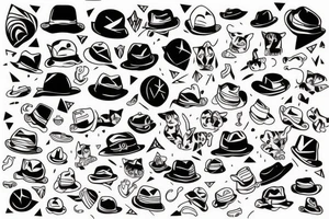 Cat wearing hat tattoo idea