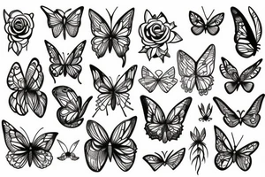 BUTTERFLIES, ROSES AND DREAMCATCHER tattoo idea