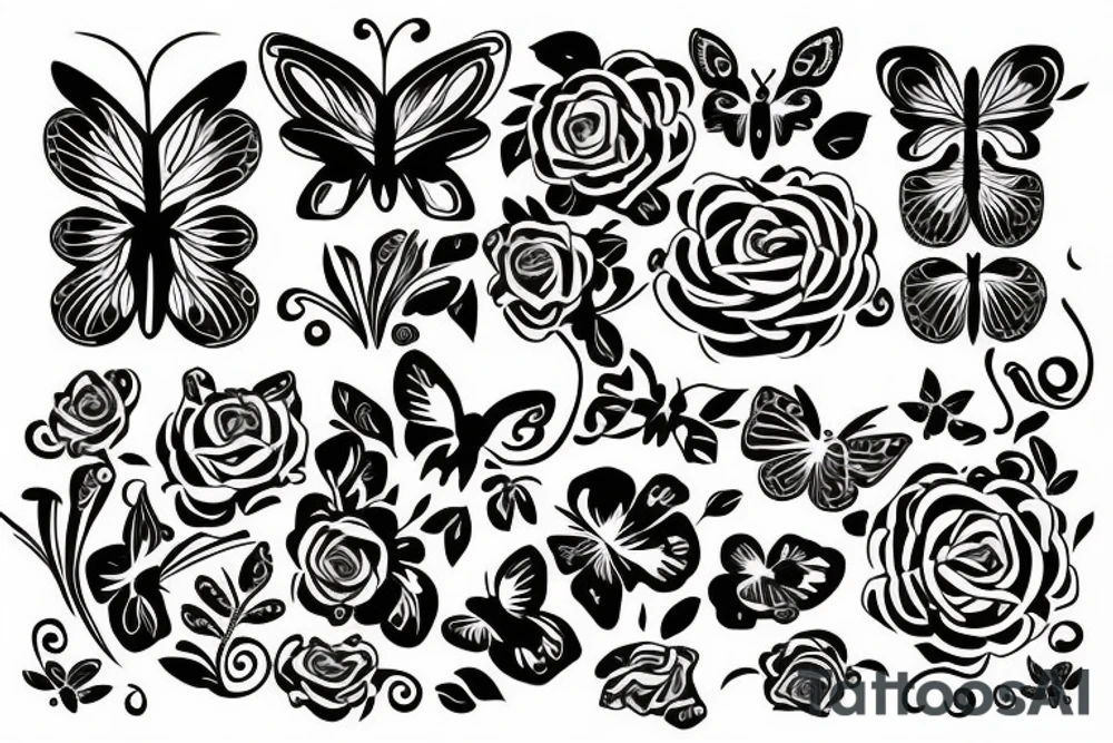 BUTTERFLIES, ROSES tattoo idea