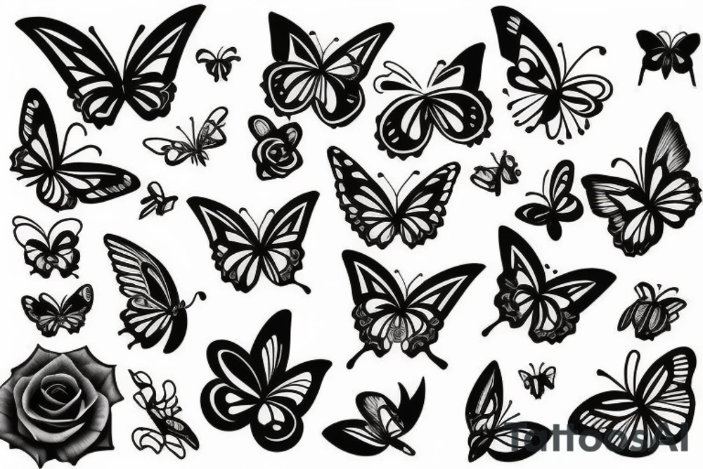 BUTTERFLIES, ROSES tattoo idea