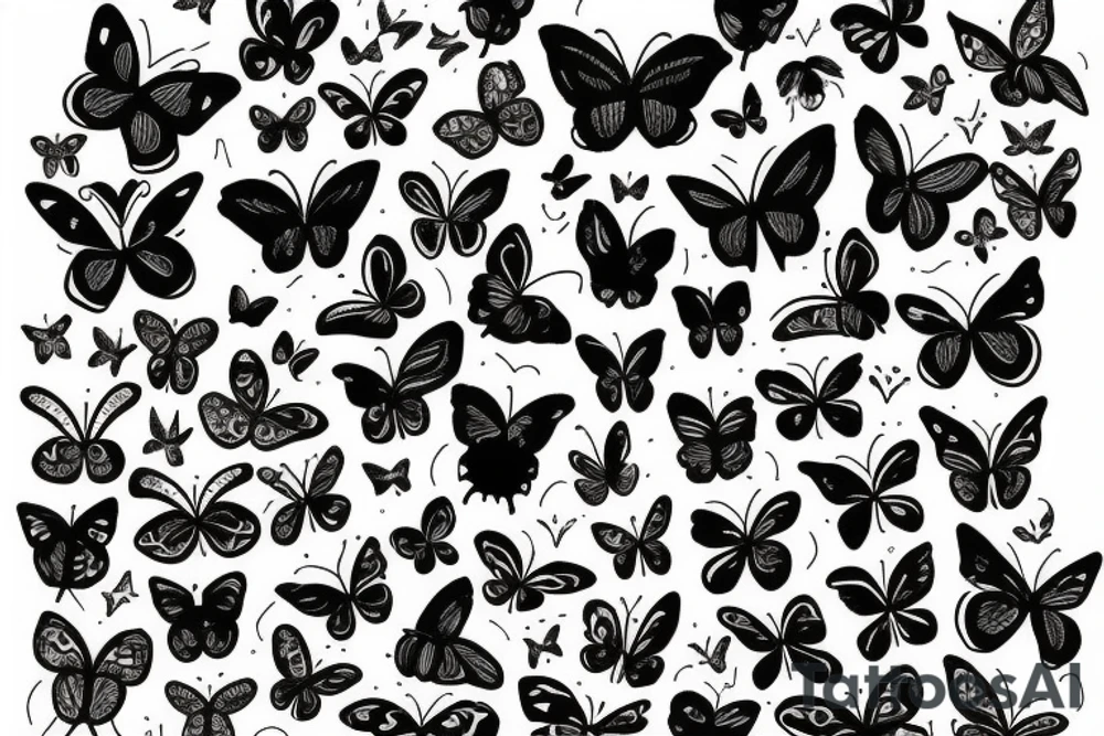 BUTTERFLIES and FLOWERS tattoo idea