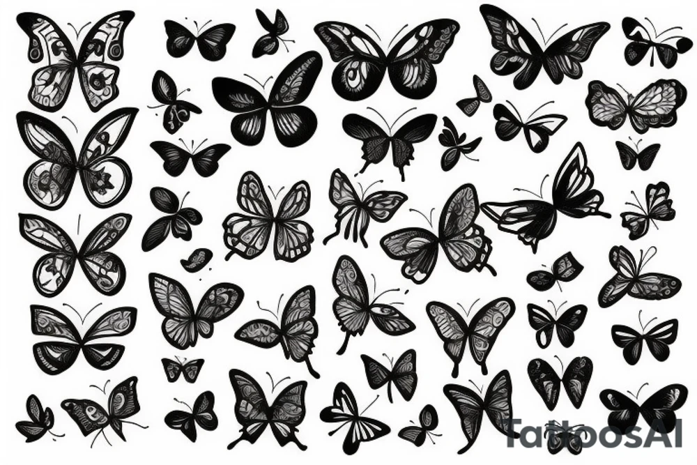 BUTTERFLIES and FLOWERS tattoo idea
